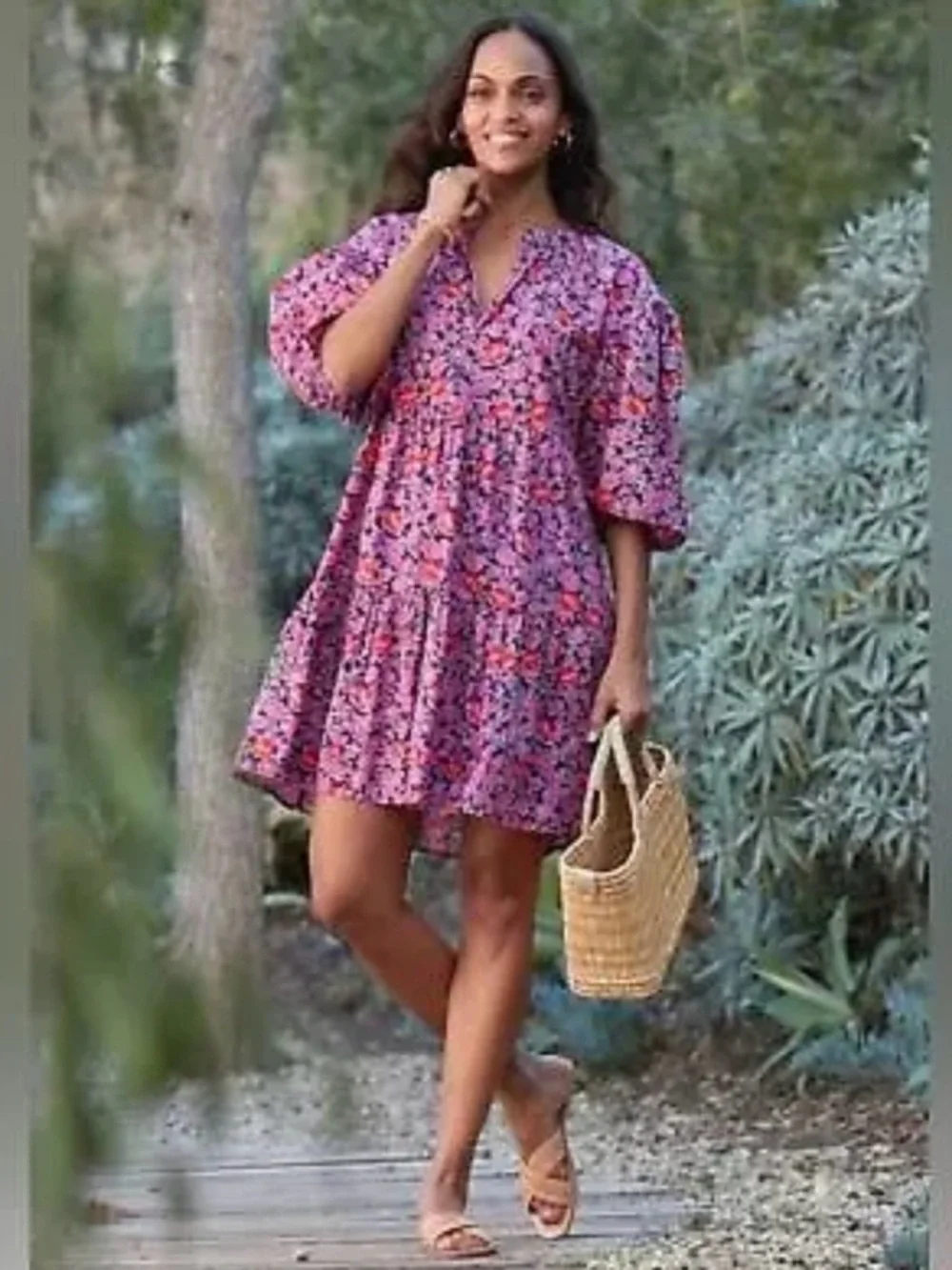 Sundry The Anywhere Ditzy Floral Mini Dress Red - Picture 1 of 11
